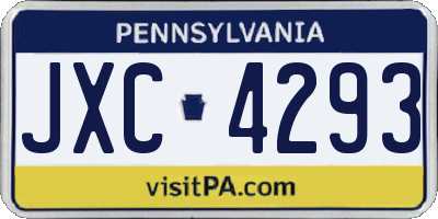 PA license plate JXC4293
