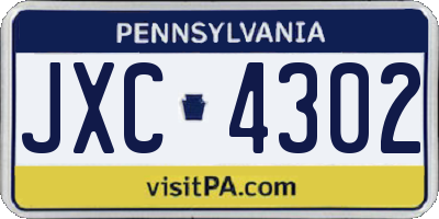 PA license plate JXC4302