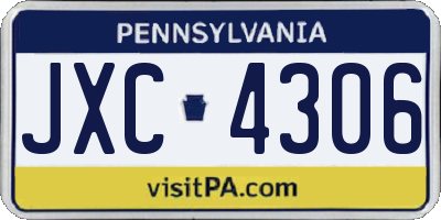 PA license plate JXC4306