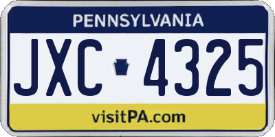 PA license plate JXC4325