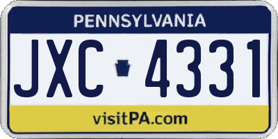 PA license plate JXC4331