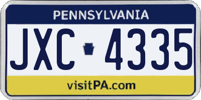 PA license plate JXC4335