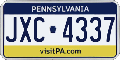 PA license plate JXC4337