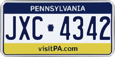 PA license plate JXC4342