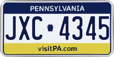 PA license plate JXC4345
