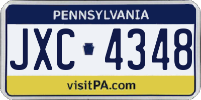 PA license plate JXC4348