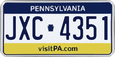 PA license plate JXC4351