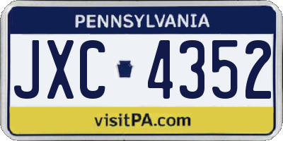 PA license plate JXC4352