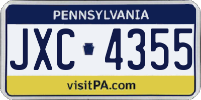 PA license plate JXC4355