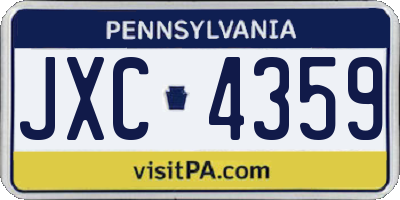 PA license plate JXC4359