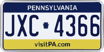 PA license plate JXC4366