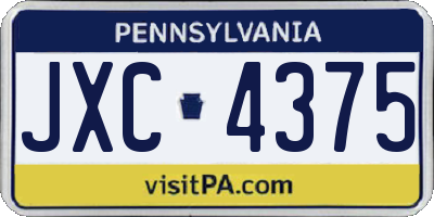 PA license plate JXC4375