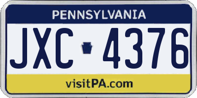 PA license plate JXC4376