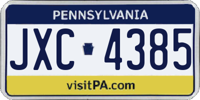 PA license plate JXC4385