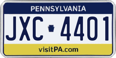 PA license plate JXC4401