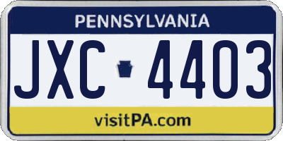 PA license plate JXC4403