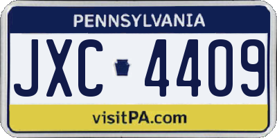 PA license plate JXC4409