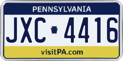 PA license plate JXC4416