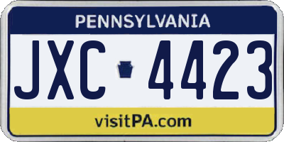 PA license plate JXC4423