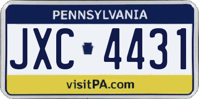 PA license plate JXC4431