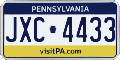 PA license plate JXC4433
