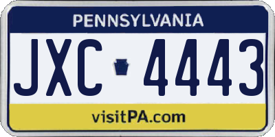 PA license plate JXC4443