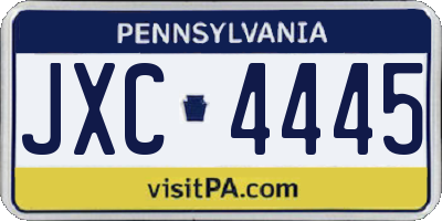 PA license plate JXC4445