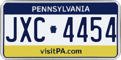 PA license plate JXC4454