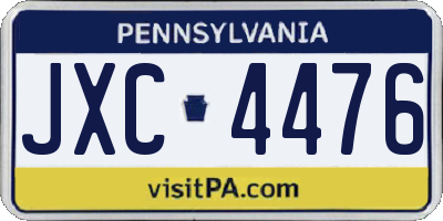 PA license plate JXC4476