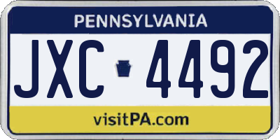 PA license plate JXC4492