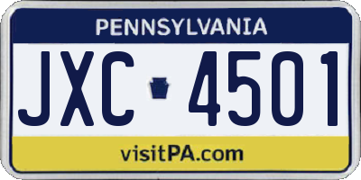 PA license plate JXC4501