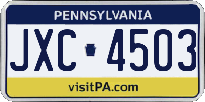 PA license plate JXC4503