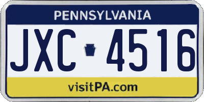 PA license plate JXC4516