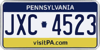 PA license plate JXC4523