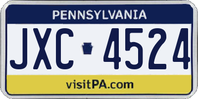PA license plate JXC4524