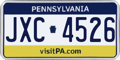 PA license plate JXC4526