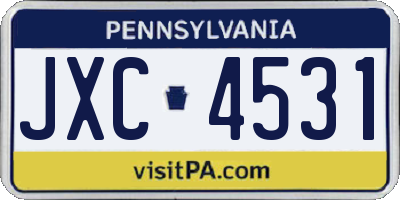 PA license plate JXC4531