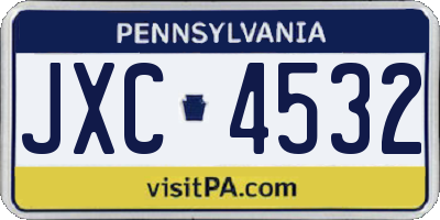 PA license plate JXC4532