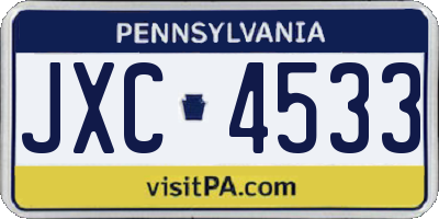 PA license plate JXC4533