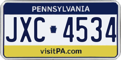 PA license plate JXC4534