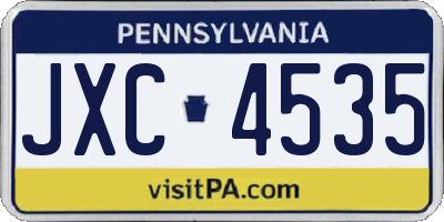 PA license plate JXC4535