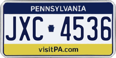 PA license plate JXC4536