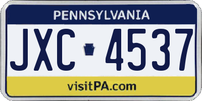 PA license plate JXC4537