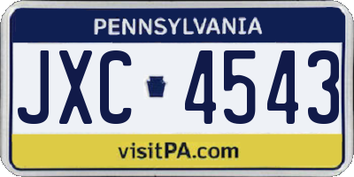 PA license plate JXC4543