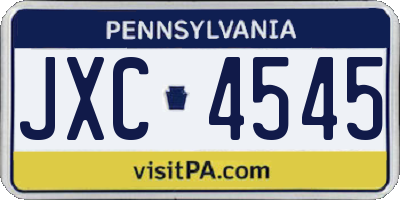 PA license plate JXC4545