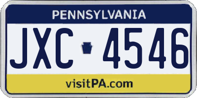 PA license plate JXC4546
