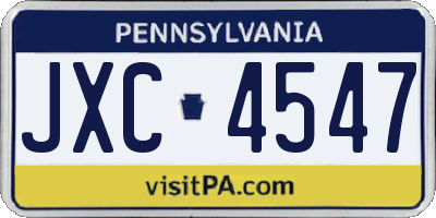 PA license plate JXC4547