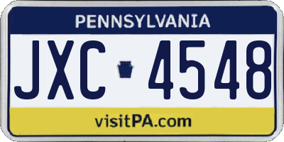 PA license plate JXC4548