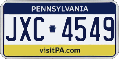 PA license plate JXC4549