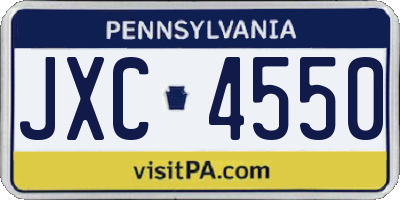 PA license plate JXC4550